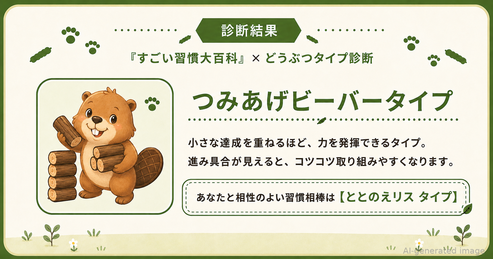 つみあげビーバータイプの診断結果カード
